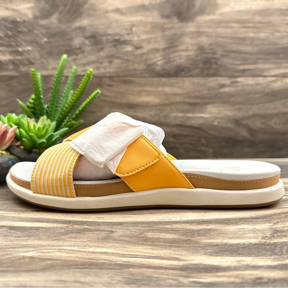 NIB Clarks Cloudsteppers 8W Wide Eliza April Comfort Slide Sandal Yellow - Picture 9 of 15
